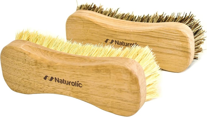 Naturolic All-Natural Wooden Scrub Brush Set | Wooden Handle | Tampico and Palmyra bristles | Eco Friendly Cleaning Products | Pack of 2 - Image 2